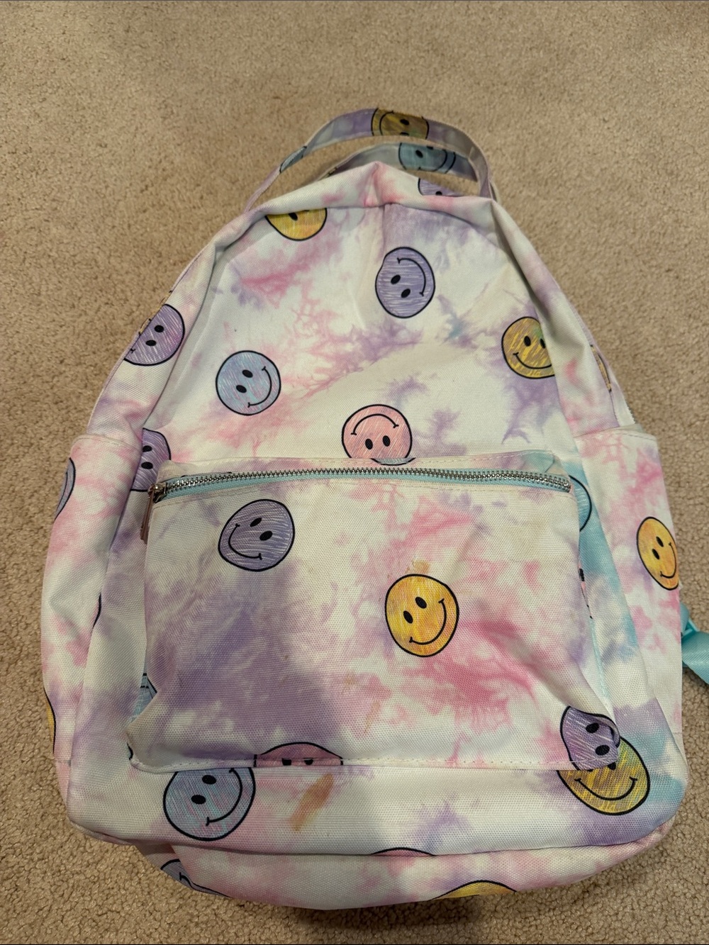 Pastel Tie-Dye Smiley Face Backpack bookbag
